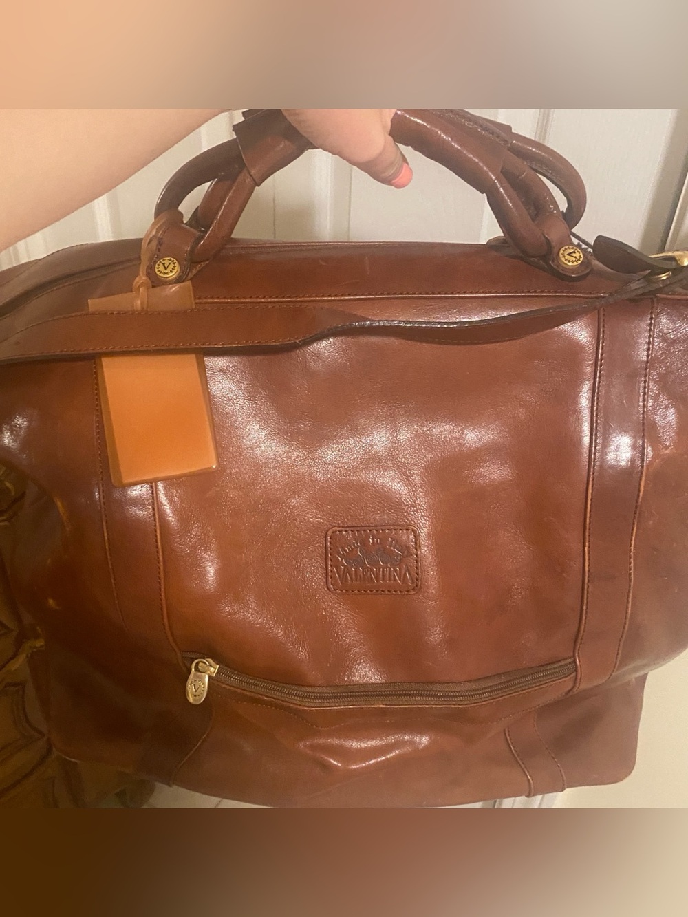 Valentina Brown Leather Duffel Travel Bag